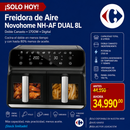 Freidora de Aire Novohome NH-AF DUAL 8L Doble Canasto 1700W Digital