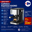 Cafetera Expresso Suono 1.5 L Acero Inoxidable 20 Bar Calentamiento de Tazas 1350W